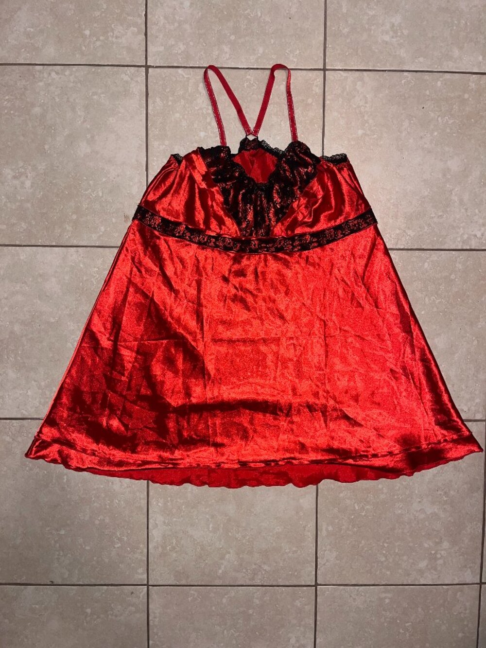 Red and Black Lace Nightie/Dress- Size Large